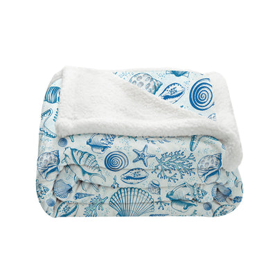 Blue Seashells Bedspread Blanket