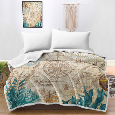 Nautical Chart Bedspread Blanket