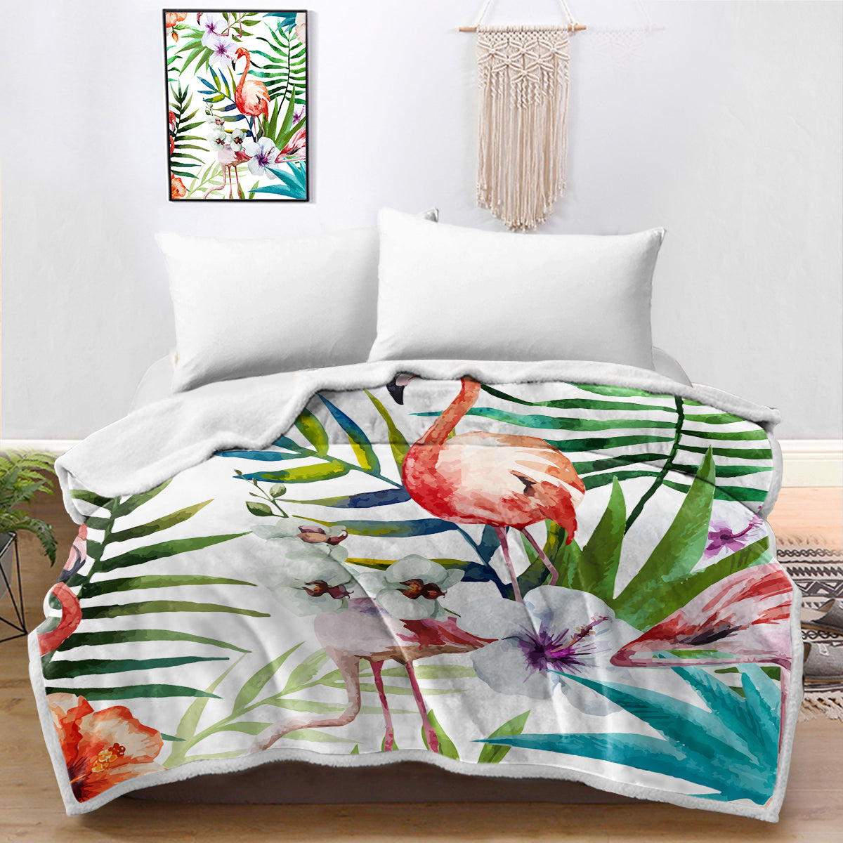 Flamingo Tropics Soft Sherpa Blanket