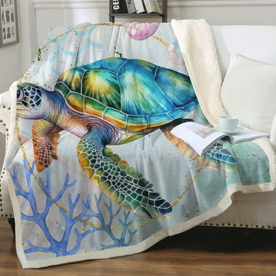 Dreamy Sea Turtle Bedspread Blanket