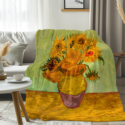 Van Gogh Sunflowers Flannel Fleece Blanket