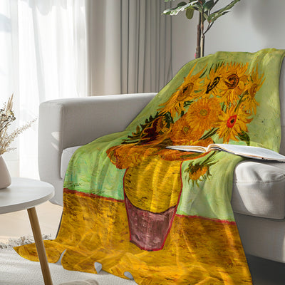 Van Gogh Sunflowers Flannel Fleece Blanket