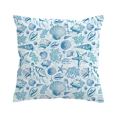 Blue Seashells Pillow Cover