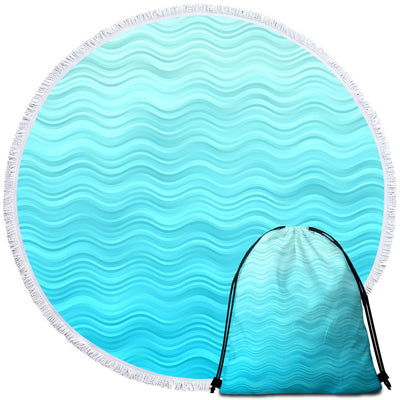Waves of Blue Round Beach Towel