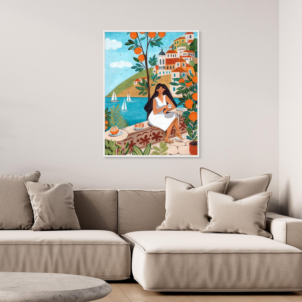 Canvas Print - Woman on the Mediterranean Coast by Caroline Bonne Müller