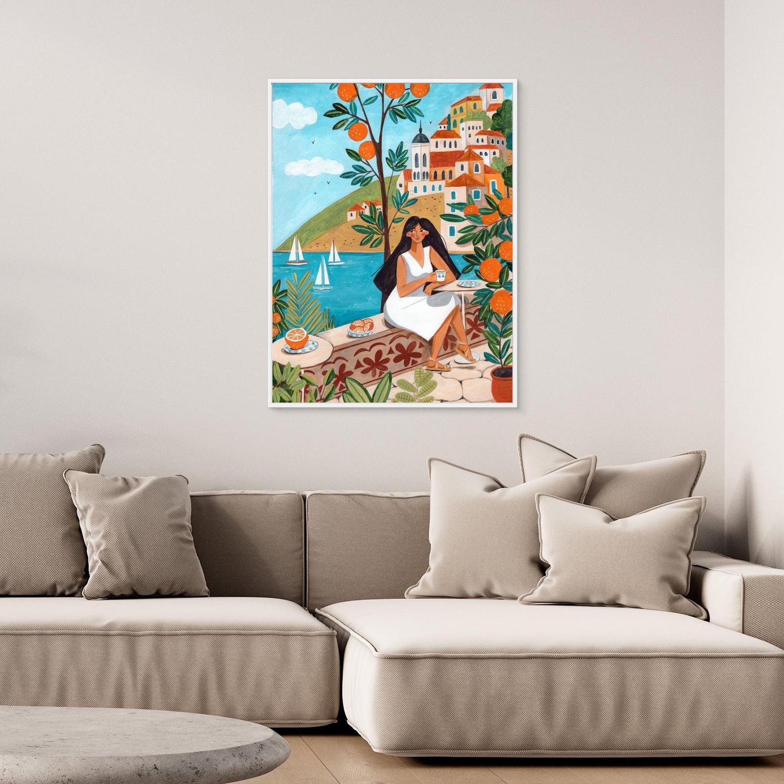 Canvas Print - Woman on the Mediterranean Coast by Caroline Bonne Müller