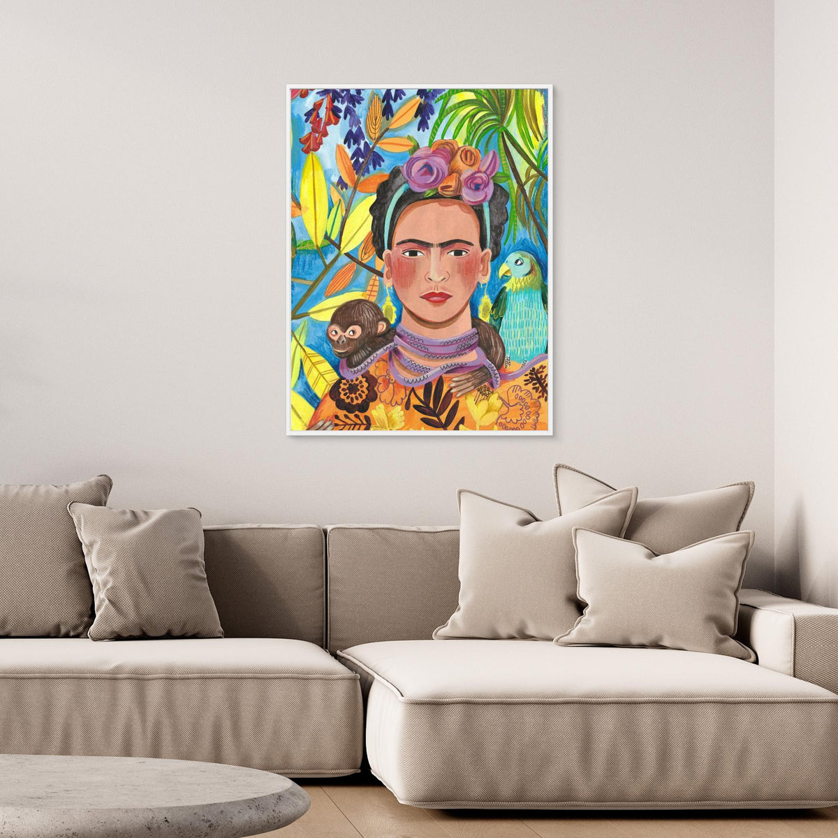 Canvas Print - Frida and her Parrots by Caroline Bonne Müller