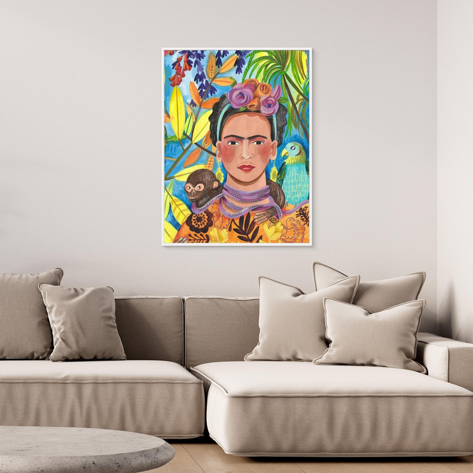 Canvas Print - Frida and her Parrots by Caroline Bonne Müller