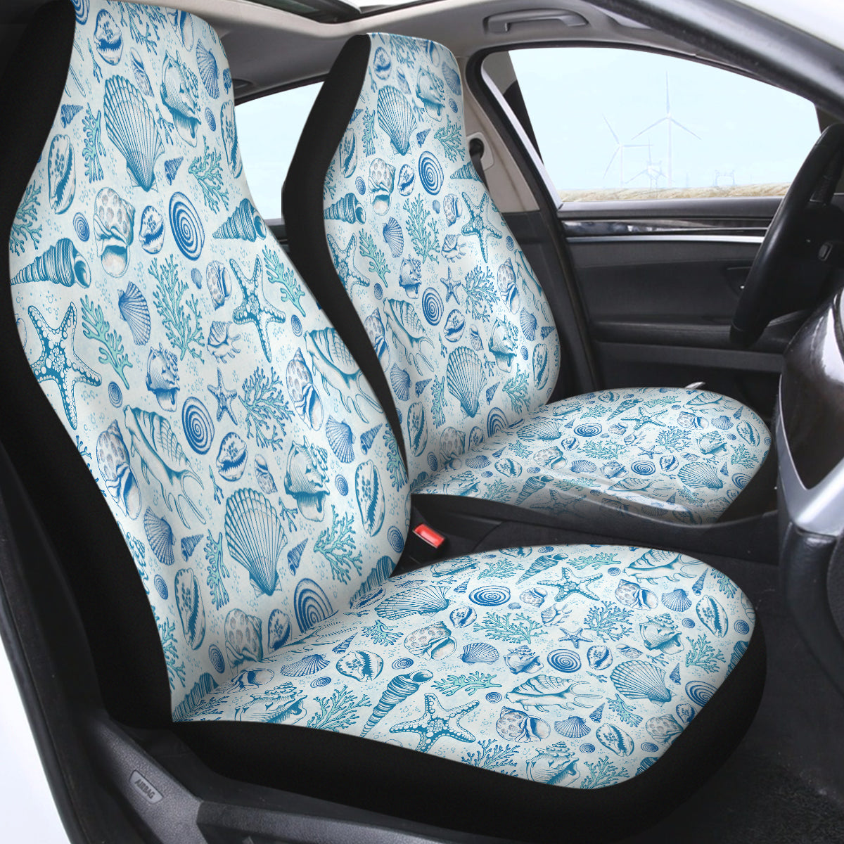 Blue Seashells Car Seat Cover