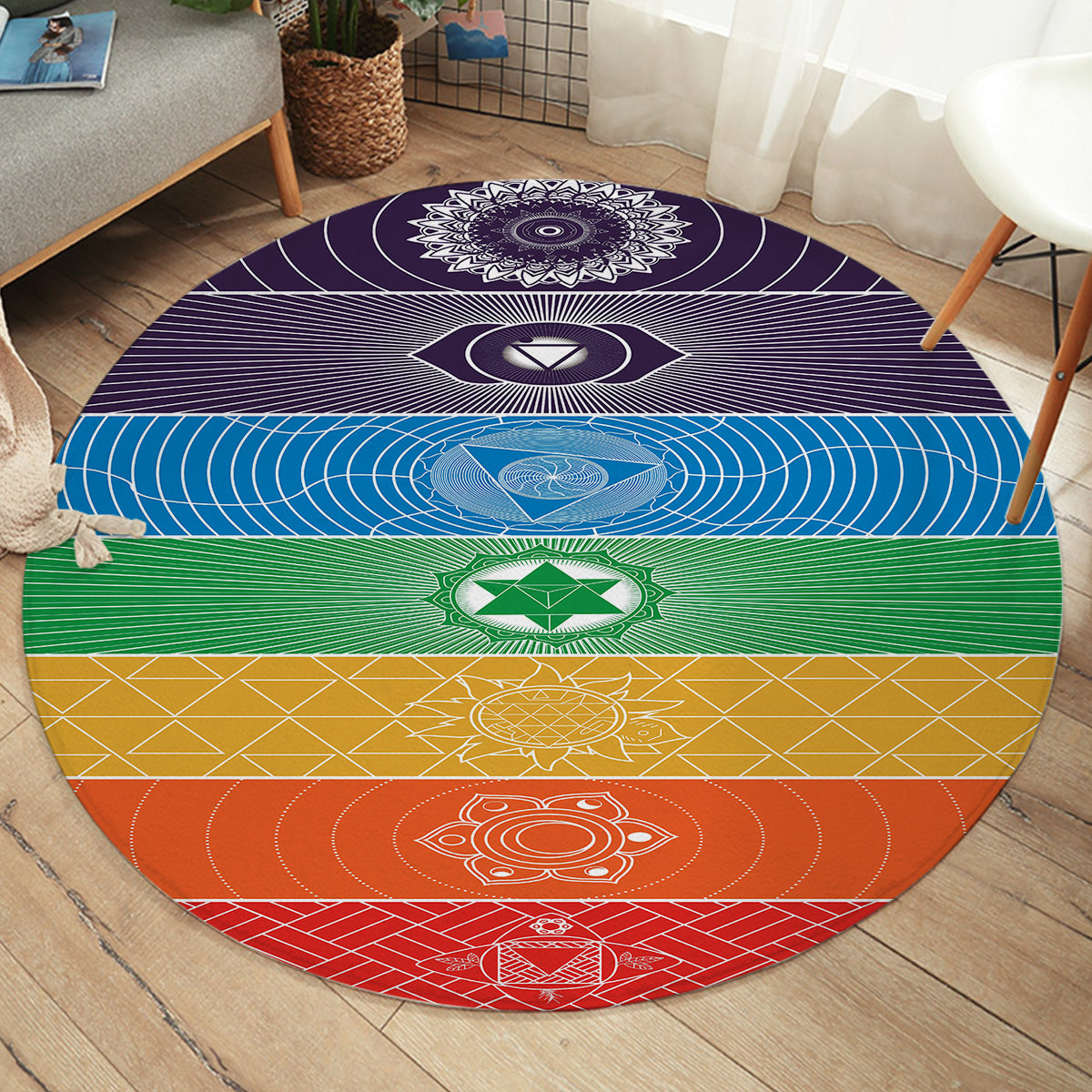 Chakra Yoga Round Area Rug