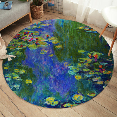 Claude Monet Water Lilies Round Area Rug