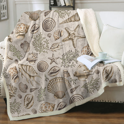 Brown Seashells Bedspread Blanket