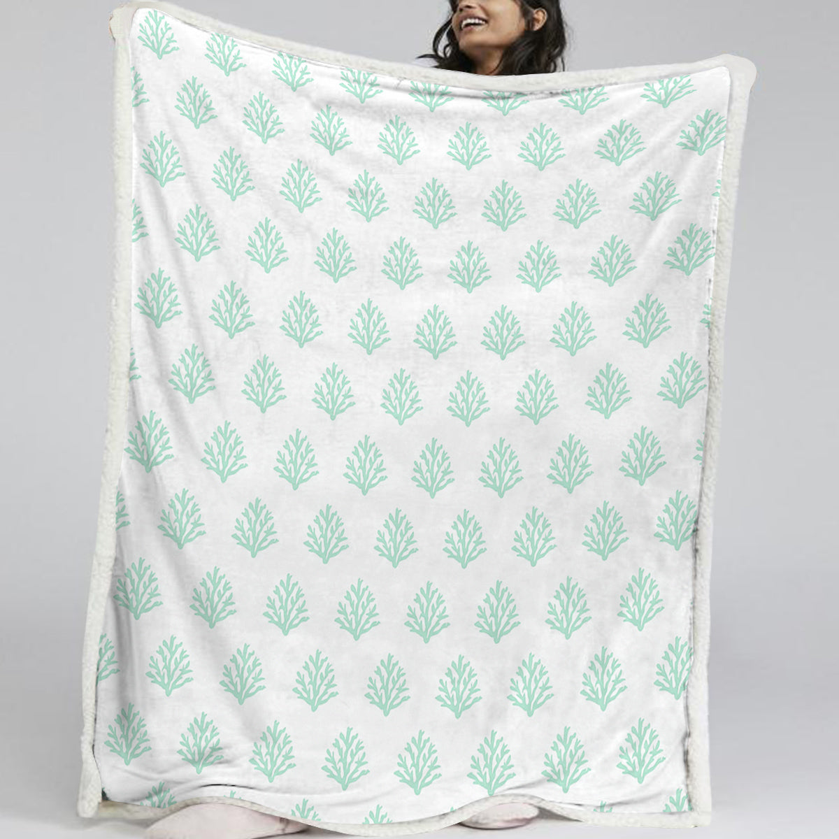 Coral Mint Bedspread Blanket