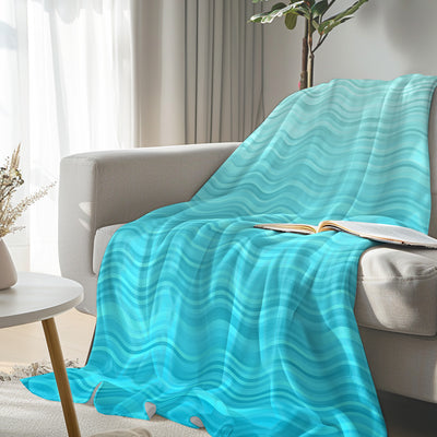 Waves of Blue Flannel Fleece Blanket