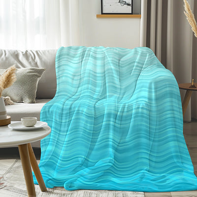 Waves of Blue Flannel Fleece Blanket