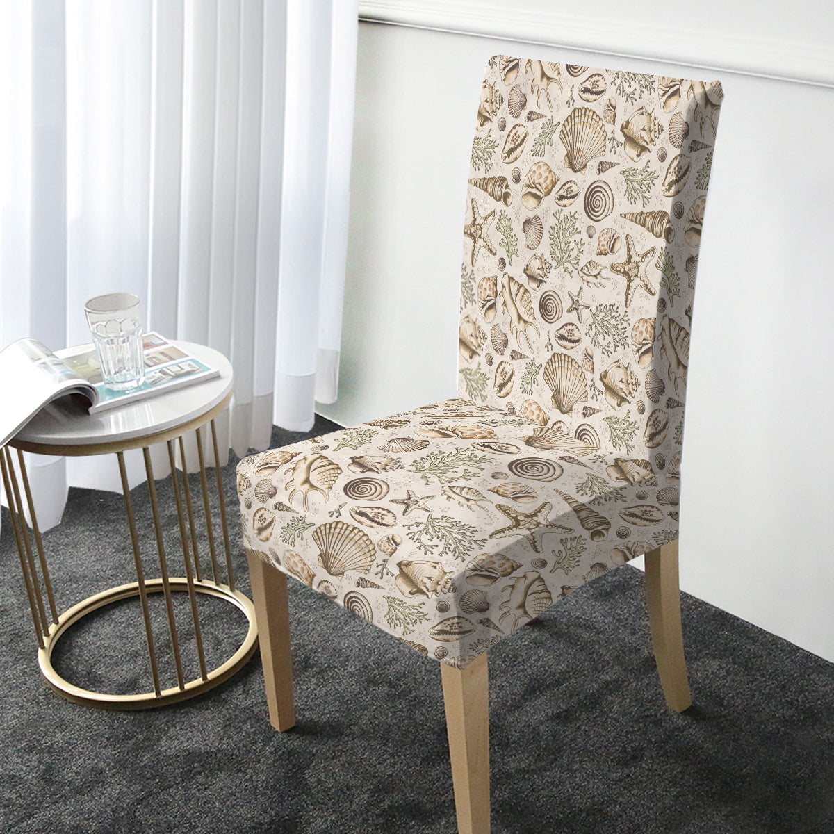 Brown Seashells Chair Cover