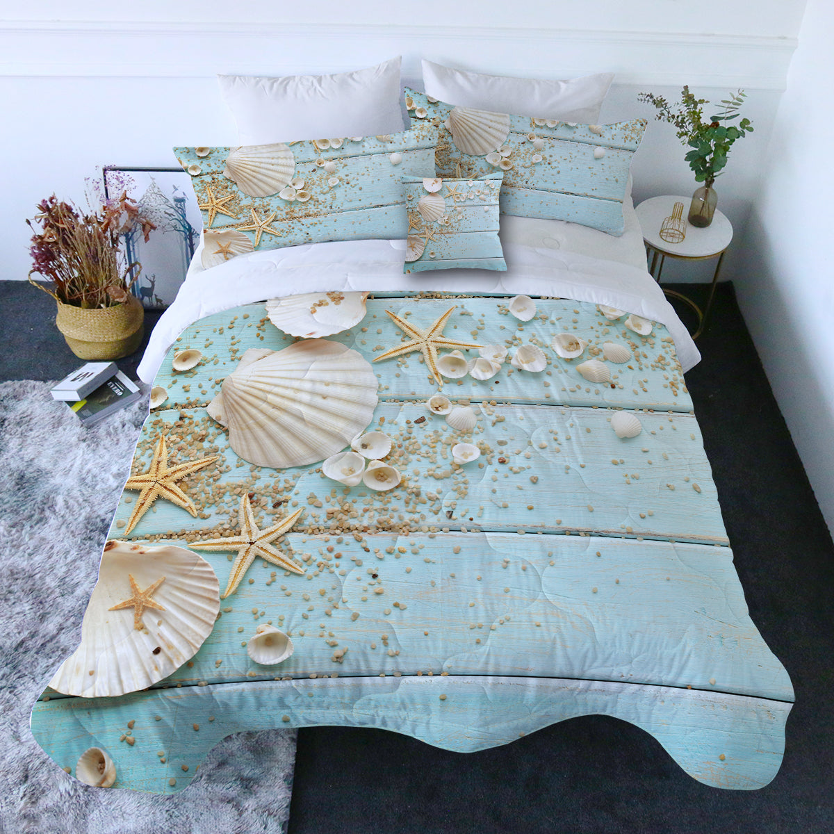 Coastal Comforter with Shams and Pillow Cover