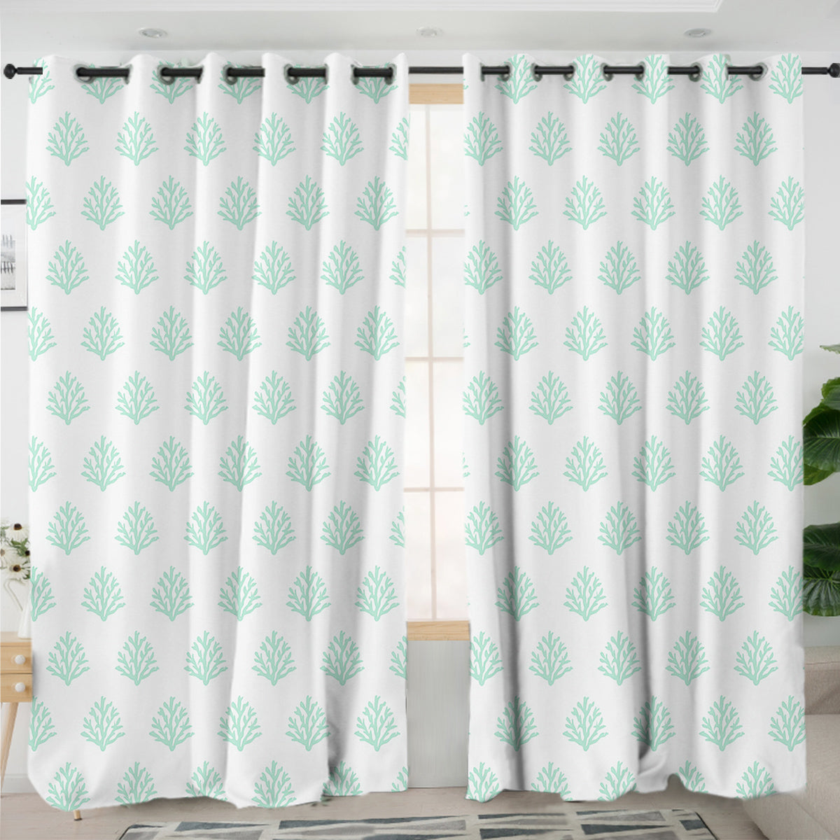 Coral Mint Curtains