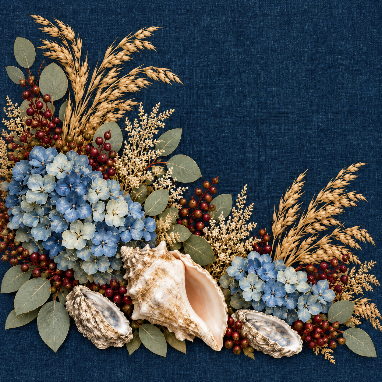 Autumn shells and oysters coastal pillow cover design