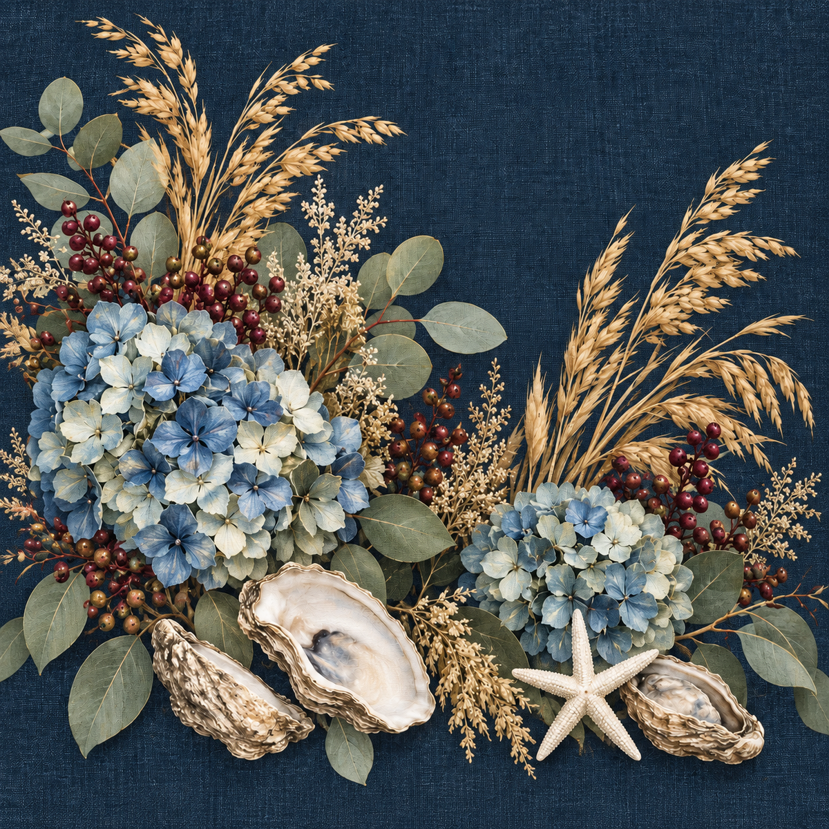 Starfish and oyster autumn coastal pillow cover design
