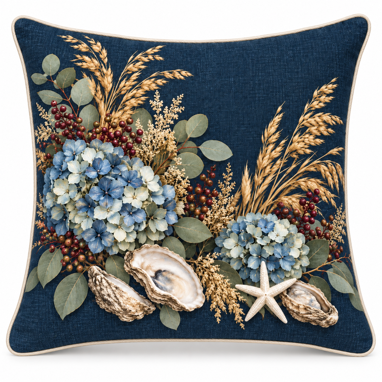 Starfish and oyster autumn printed pillow cover mockup