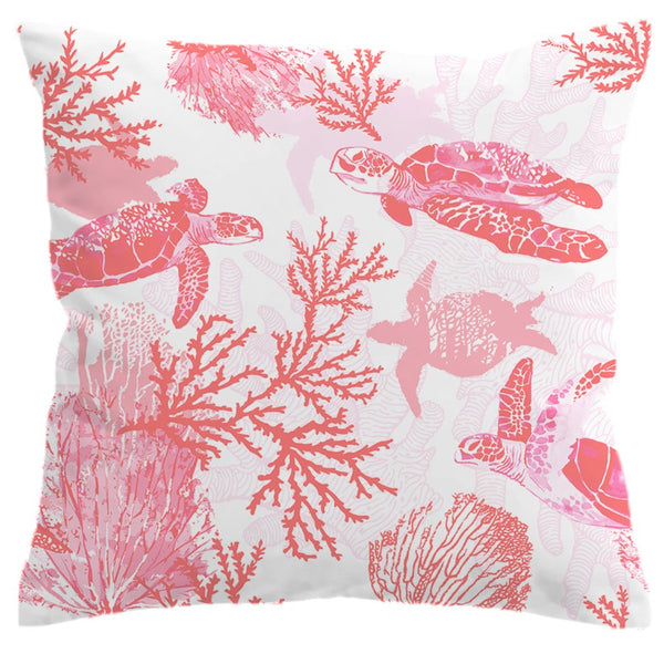 Pillow Cover - Red Coral Sea Life by Coastal Passion