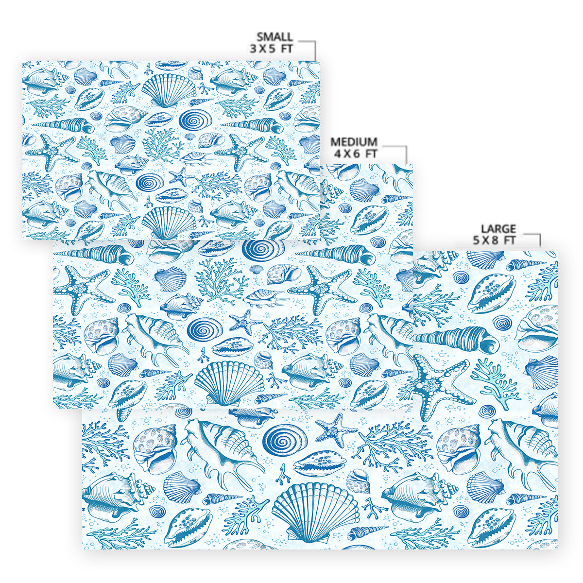 Blue Seashells Area Rug