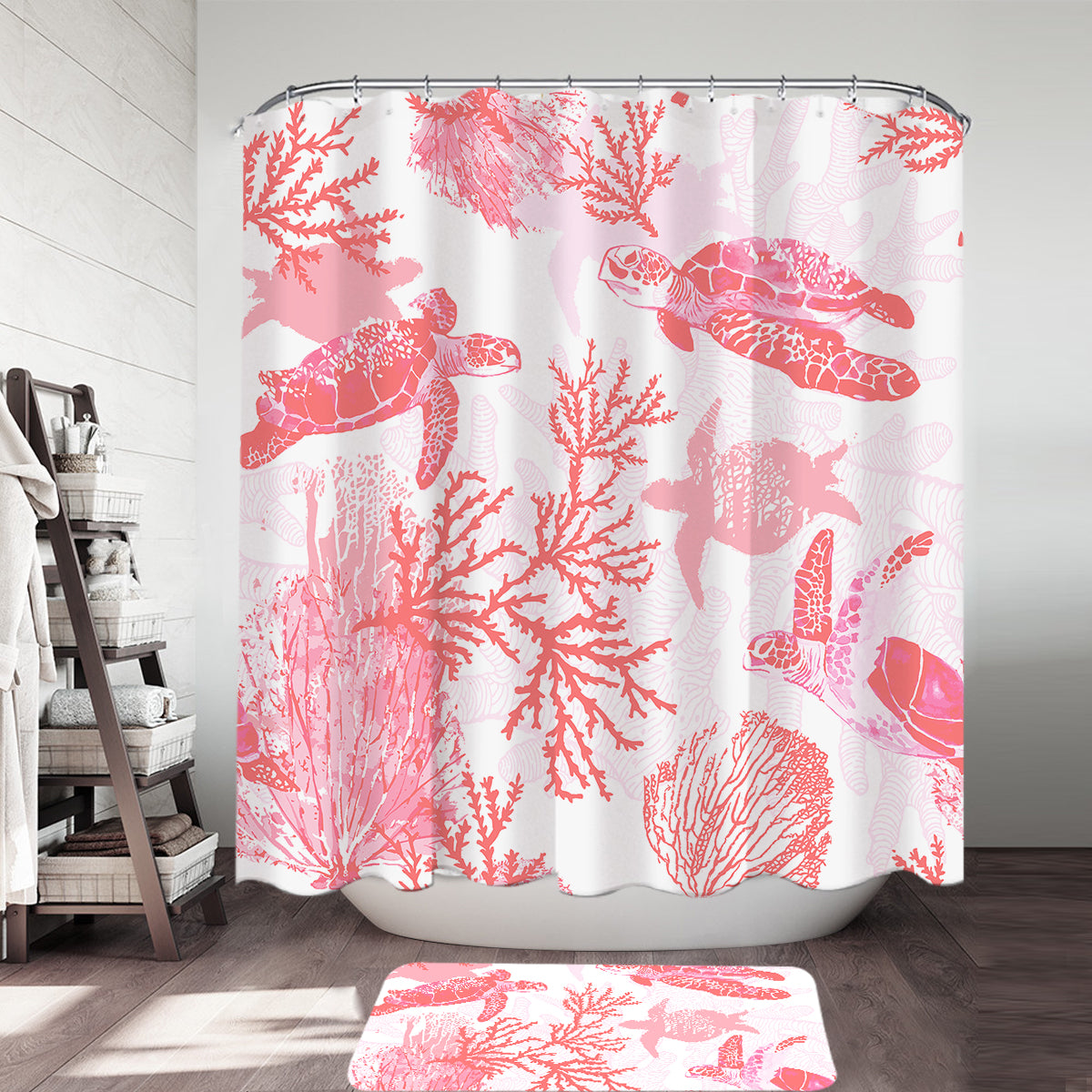 Red Coral Wonders Shower Curtain