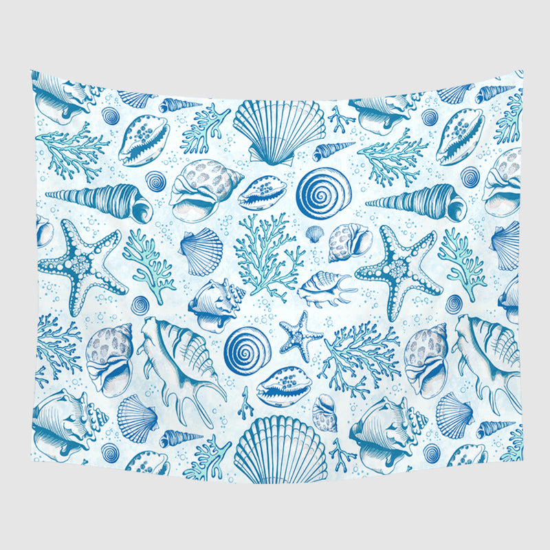 Blue Seashells Tapestry