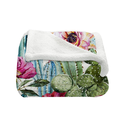 Colorful Cacti Soft Sherpa Blanket