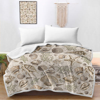 Brown Seashells Bedspread Blanket