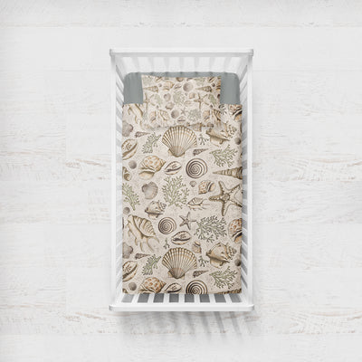 Brown Seashells Crib Bedding