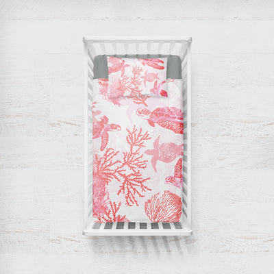 Red Coral Wonders Crib Bedding