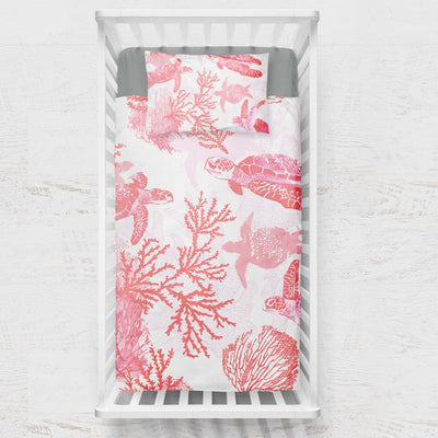 Red Coral Wonders Crib Bedding