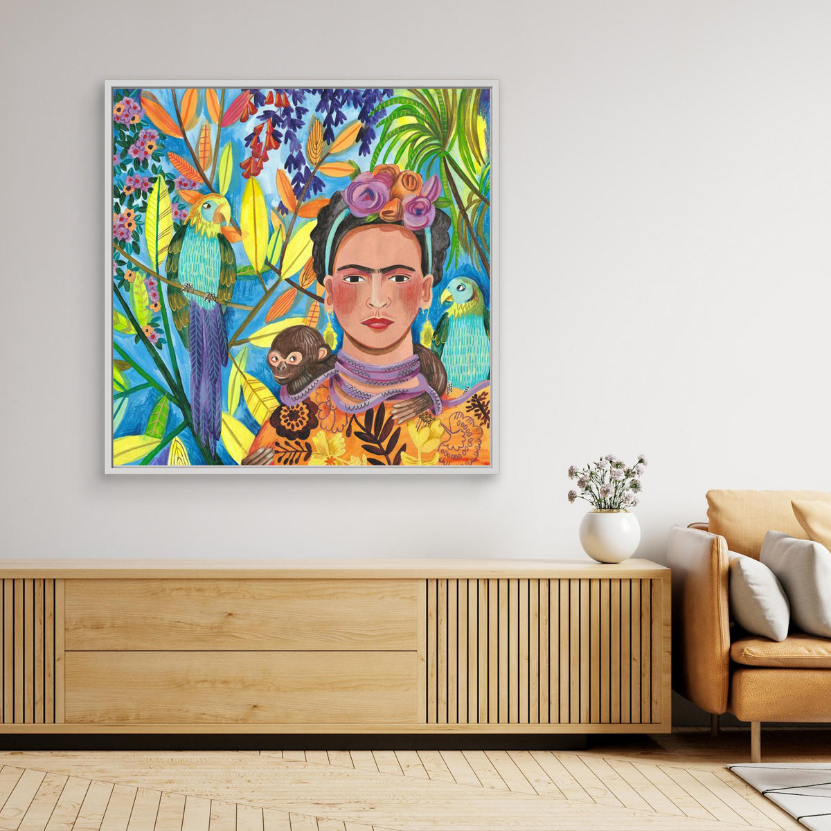 Canvas Print - Frida and her Parrots by Caroline Bonne Müller