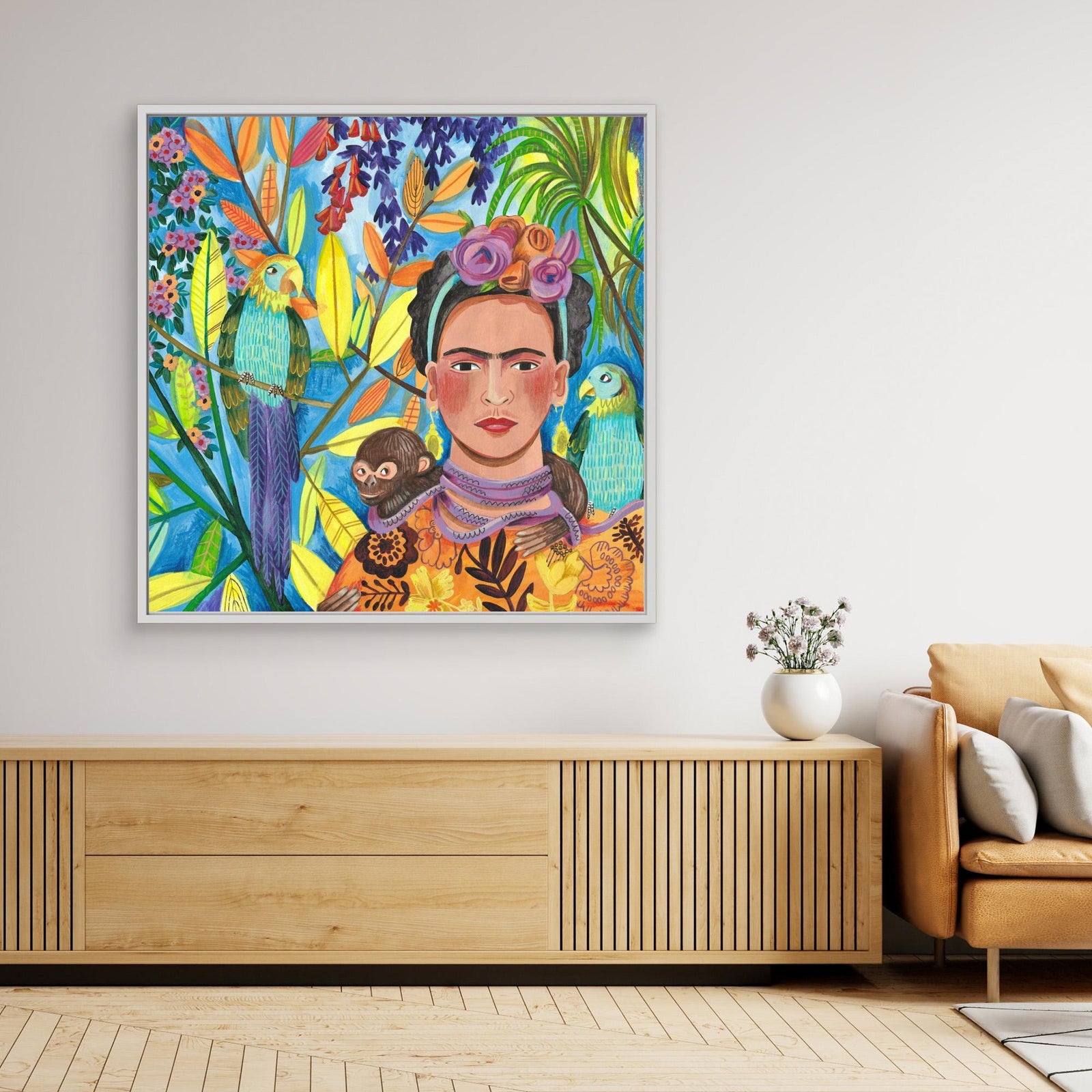 Canvas Print - Frida and her Parrots by Caroline Bonne Müller