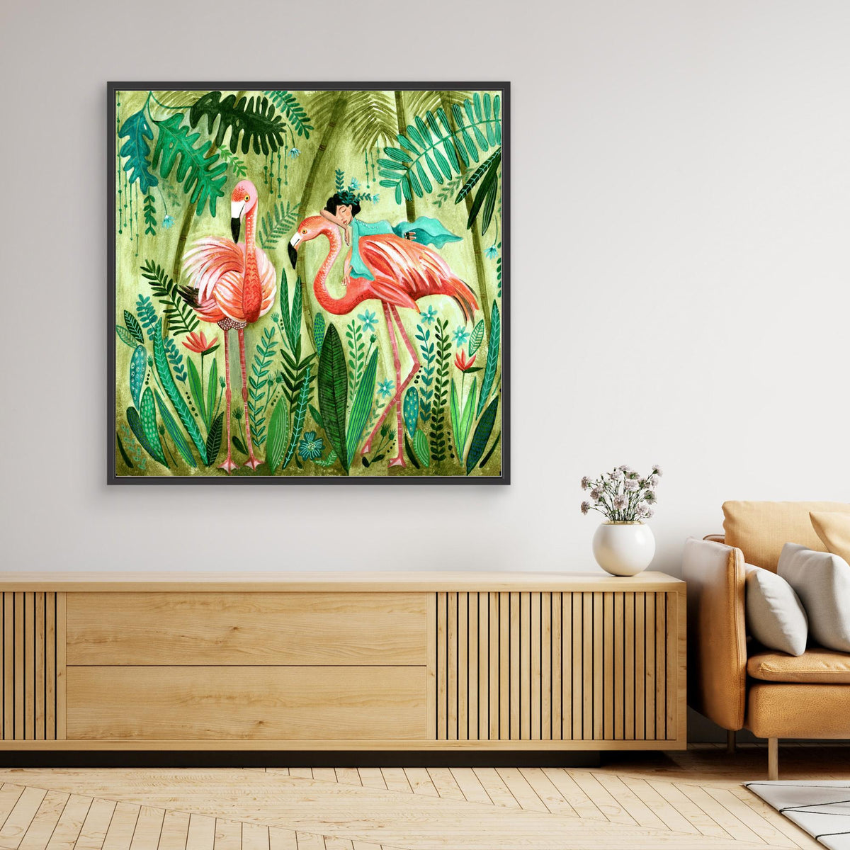 Canvas Print - Flamingo Jungle by Caroline Bonne Müller
