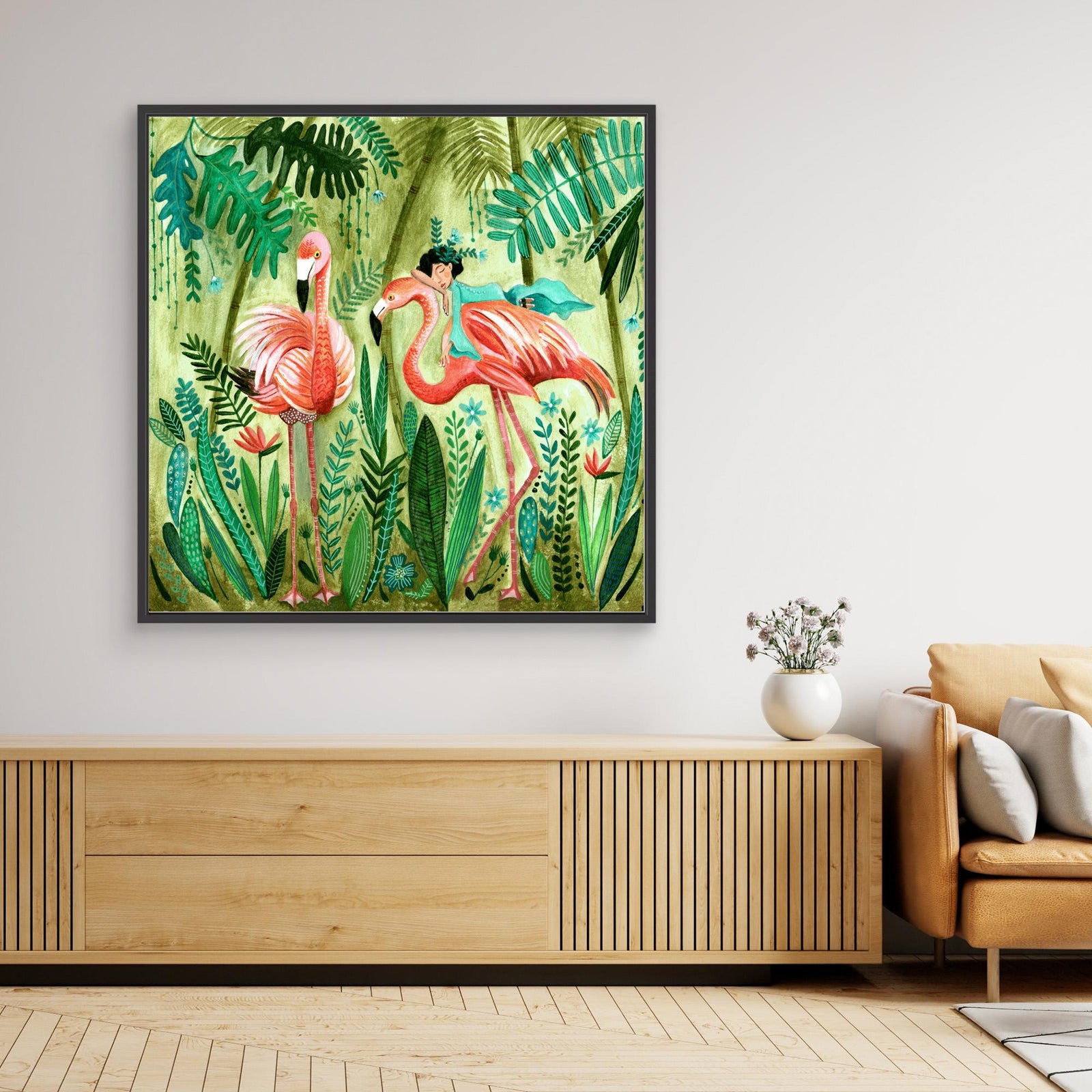 Canvas Print - Flamingo Jungle by Caroline Bonne Müller