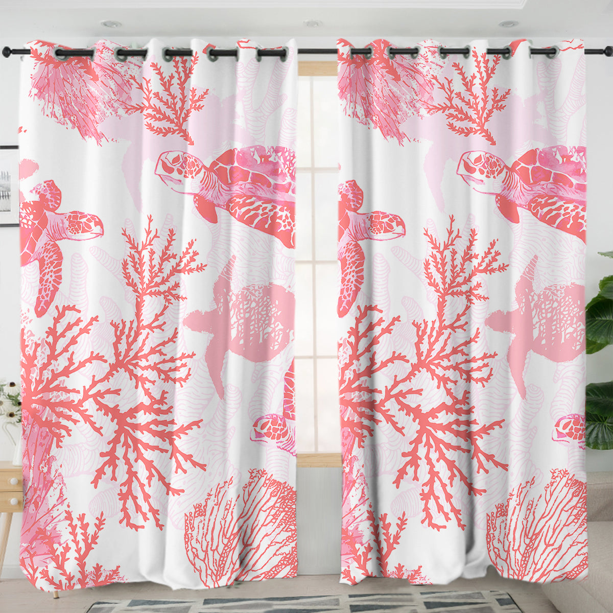 Red Coral Wonders Curtains