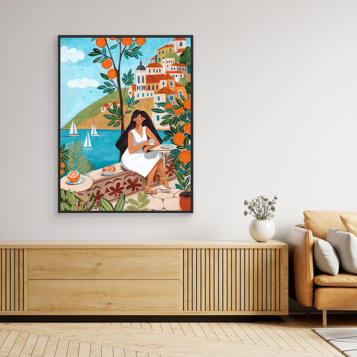 Canvas Print - Woman on the Mediterranean Coast by Caroline Bonne Müller