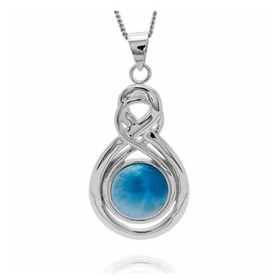 Caribbean Larimar Infinity Pendant Necklace