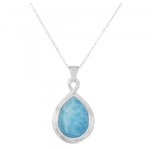 Caribbean Larimar Oval Pendant Necklace