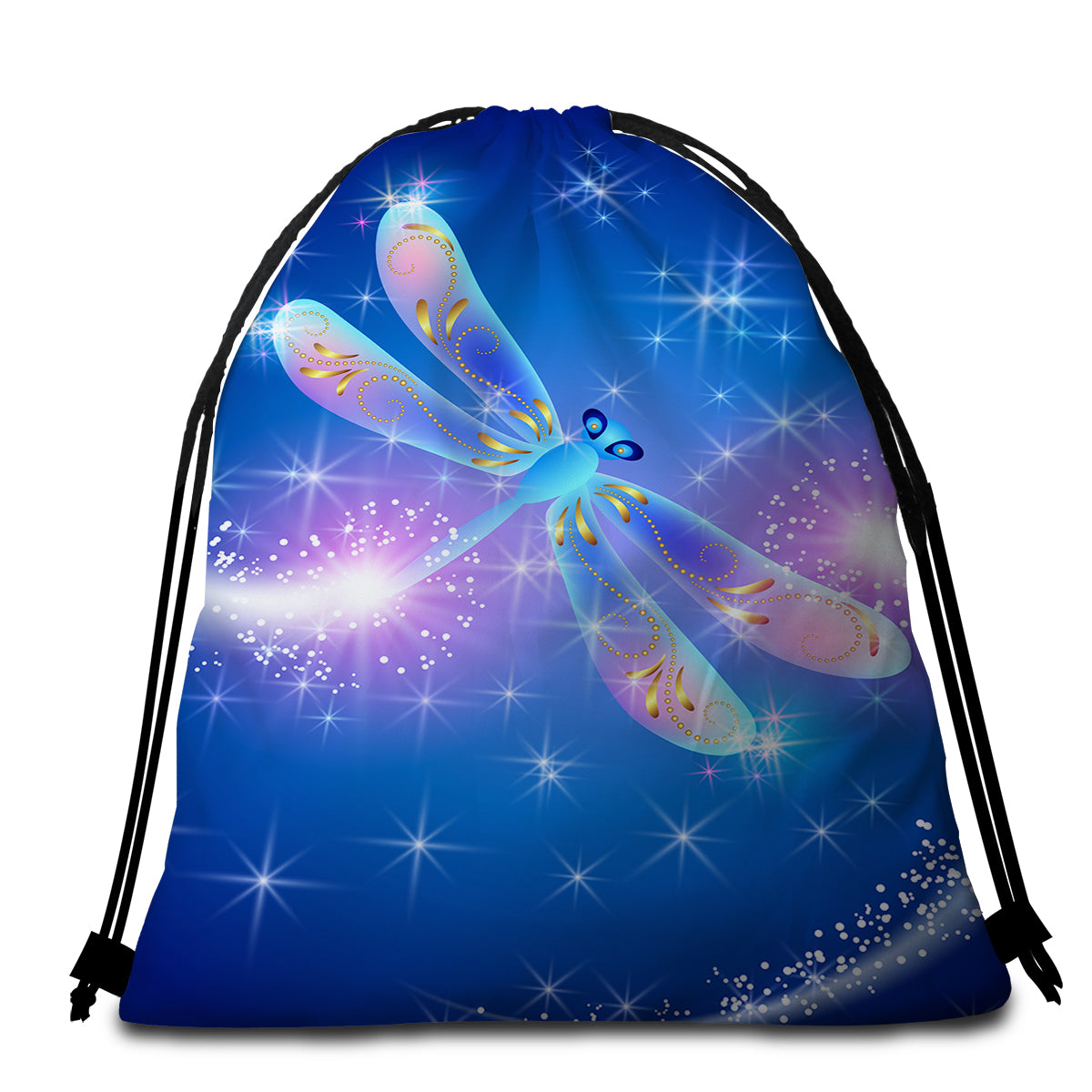 Dragonfly Magic Round Beach towel