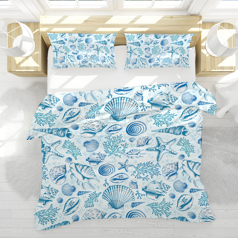 Blue Seashells Bedcover Set