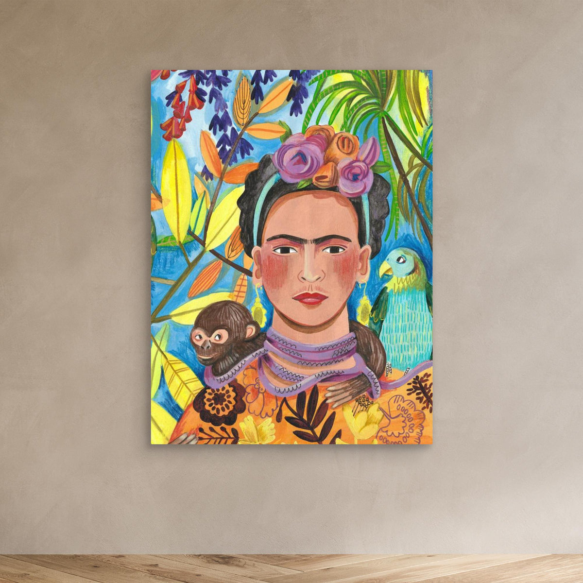 Canvas Print - Frida and her Parrots by Caroline Bonne Müller