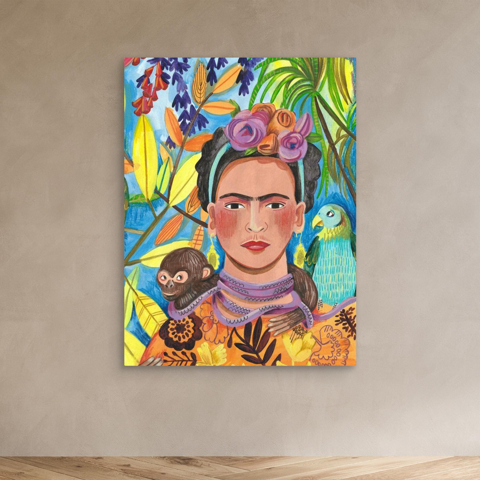 Canvas Print - Frida and her Parrots by Caroline Bonne Müller