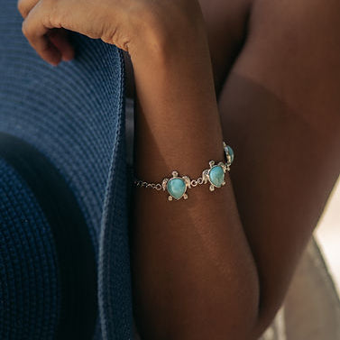 Sea Turtle Bracelet with Larimar