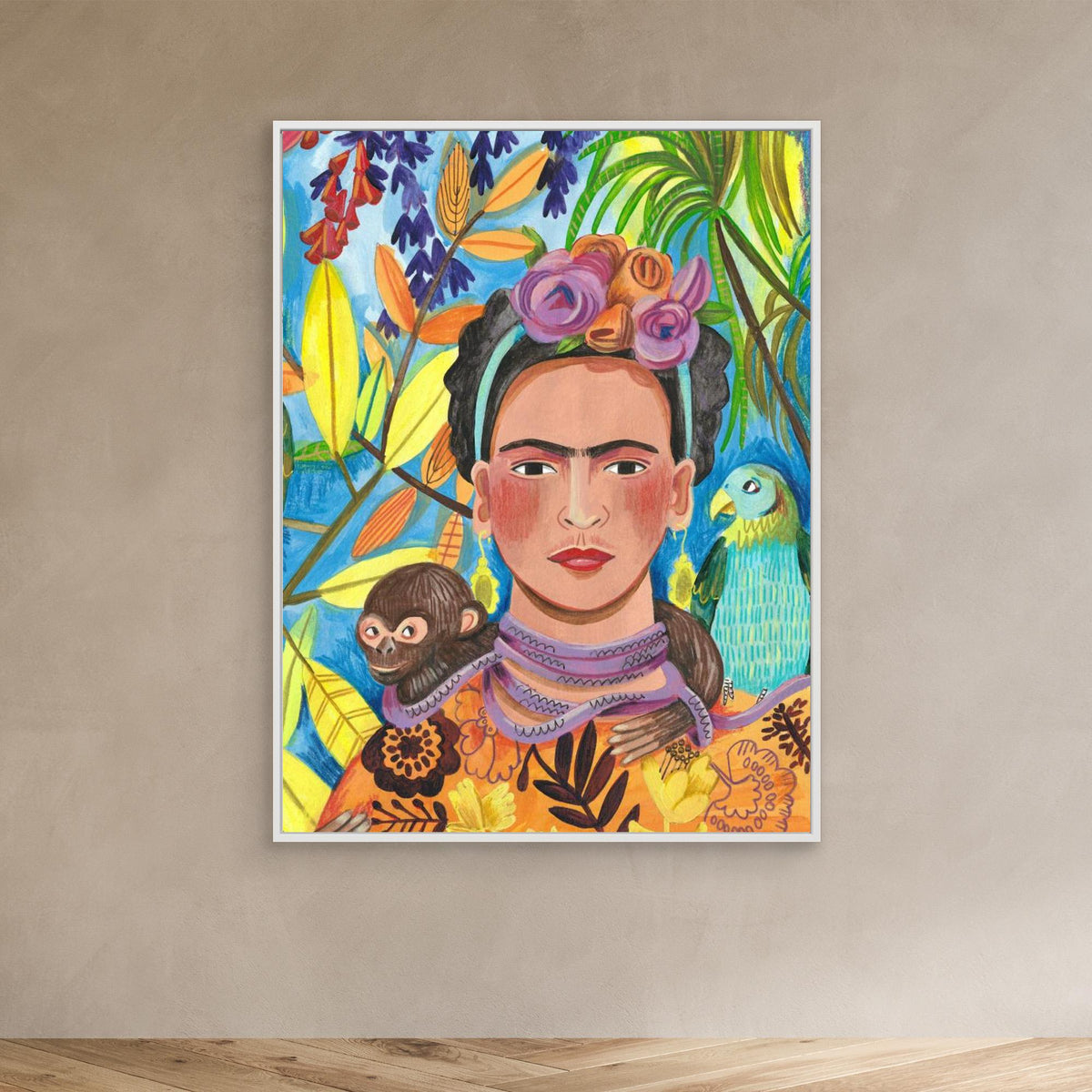 Canvas Print - Frida and her Parrots by Caroline Bonne Müller