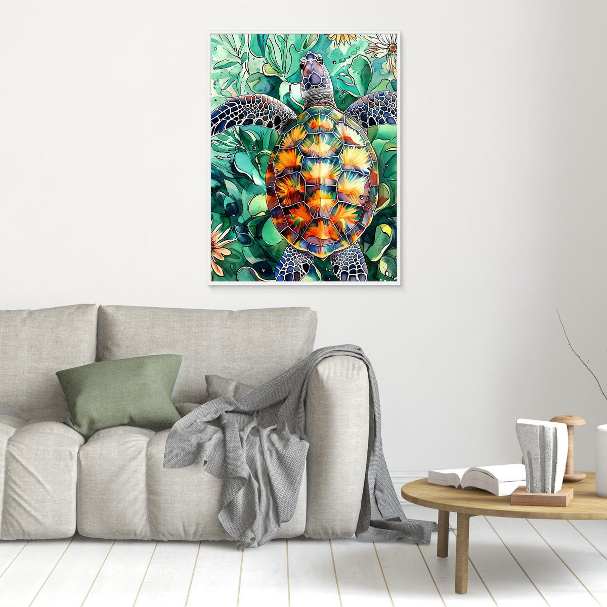 Canvas Print - Turtle Watercolor Animal Art by Justyna Jaszke