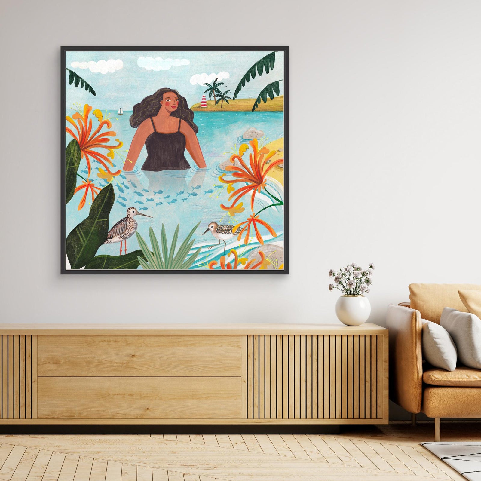 Canvas Print - Walking in the Sea by Caroline Bonne Müller